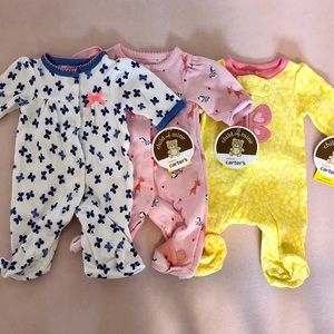 Preemie baby girl sleeper set lot